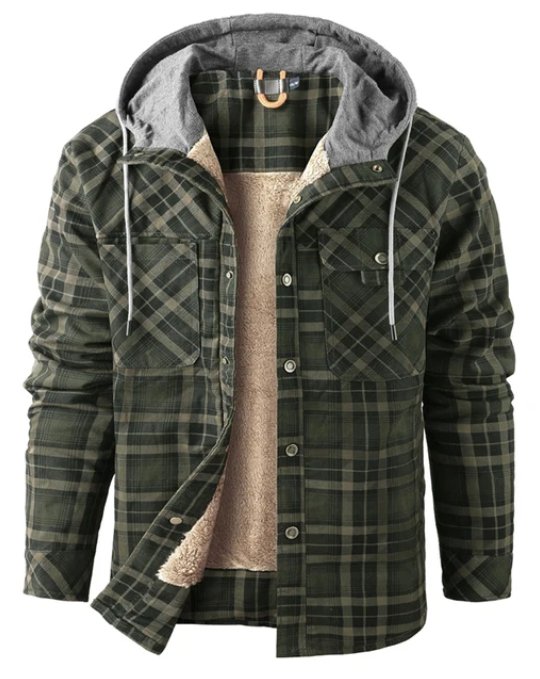 Herren Karierte Jacke Mit Fleecefutter Und Kapuze