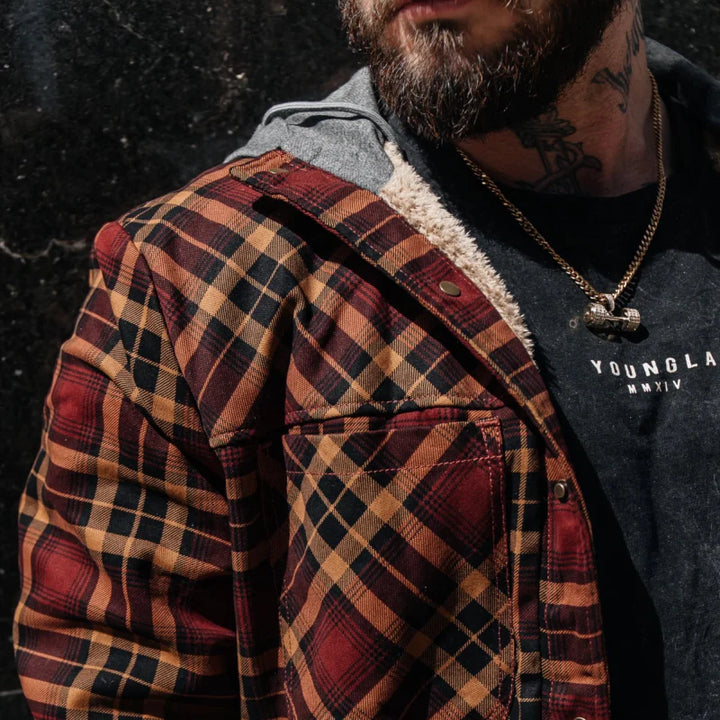 Herren Karierte Jacke Mit Fleecefutter Und Kapuze