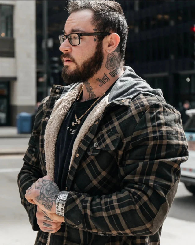 Herren Karierte Jacke Mit Fleecefutter Und Kapuze