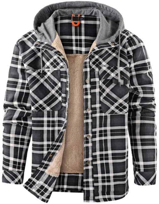 Herren Karierte Jacke Mit Fleecefutter Und Kapuze