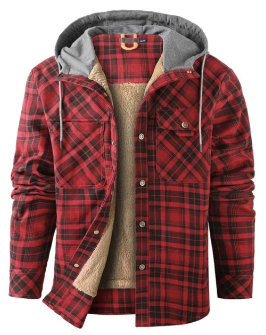 Herren Karierte Jacke Mit Fleecefutter Und Kapuze