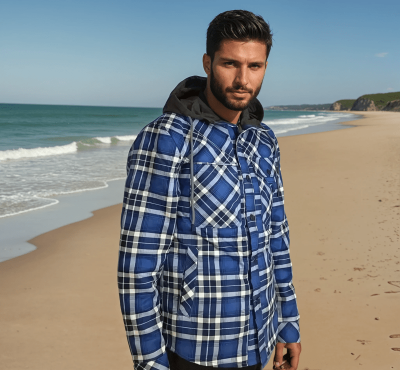 Herren Karierte Jacke Mit Fleecefutter Und Kapuze