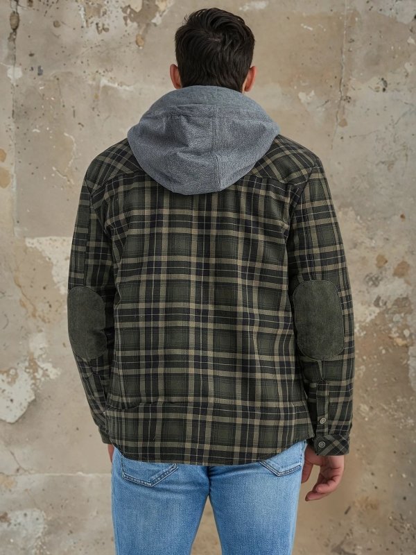 Herren Karierte Jacke Mit Fleecefutter Und Kapuze