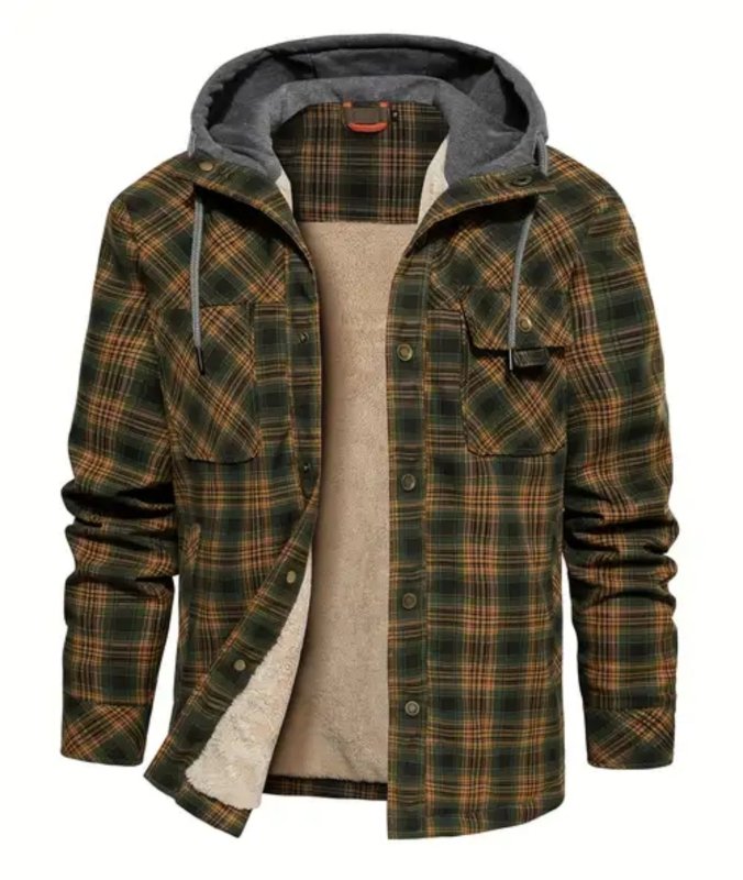 Herren Karierte Jacke Mit Fleecefutter Und Kapuze