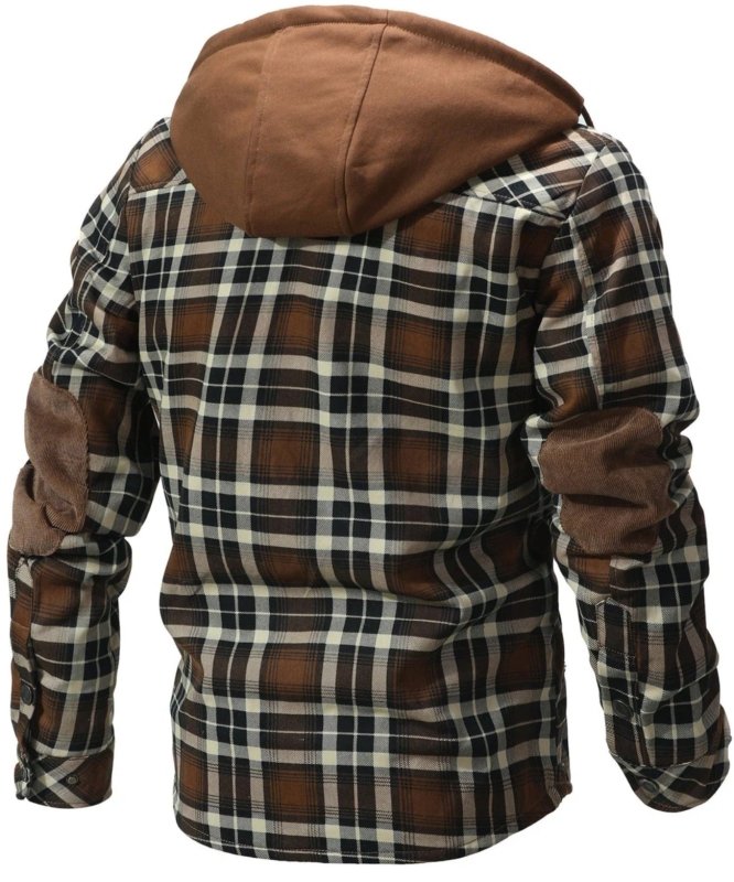 Herren Karierte Jacke Mit Fleecefutter Und Kapuze