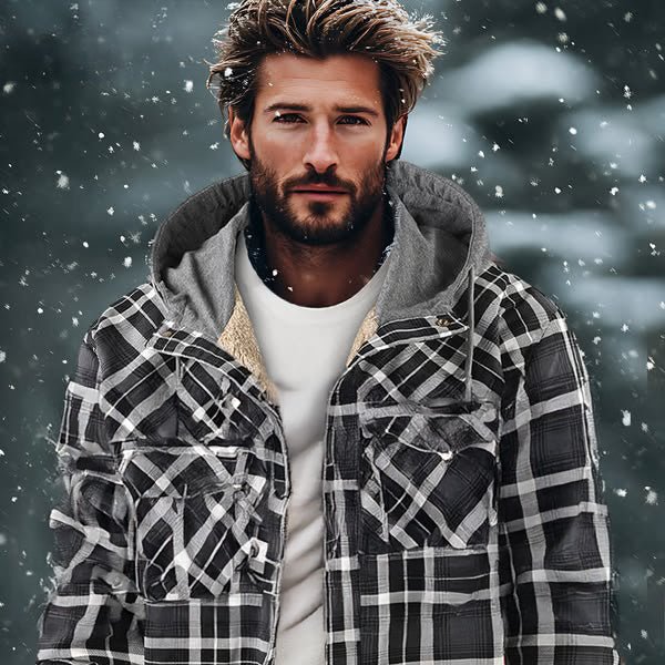Herren Karierte Jacke Mit Fleecefutter Und Kapuze