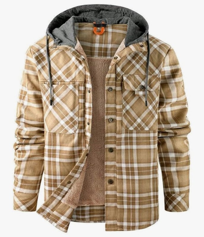 Herren Karierte Jacke Mit Fleecefutter Und Kapuze