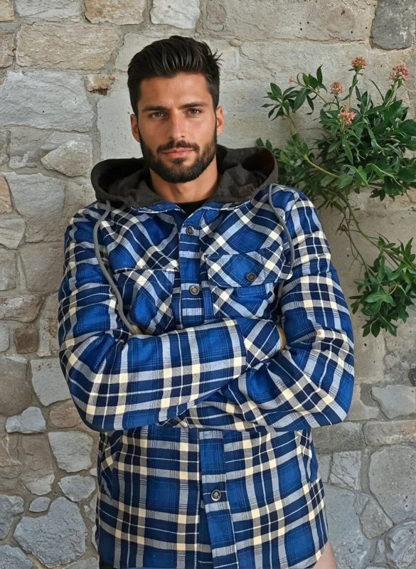 Herren Karierte Jacke Mit Fleecefutter Und Kapuze
