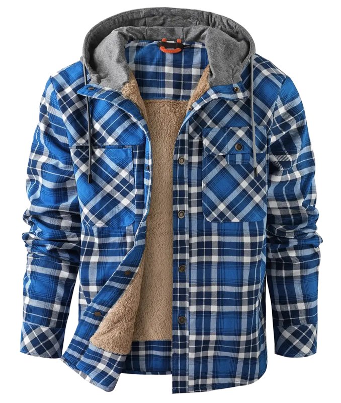 Herren Karierte Jacke Mit Fleecefutter Und Kapuze