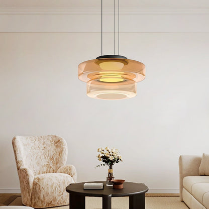 Bauhaus-inspirierte Glas Pendelleuchte mit LED und Höhenverstellung
