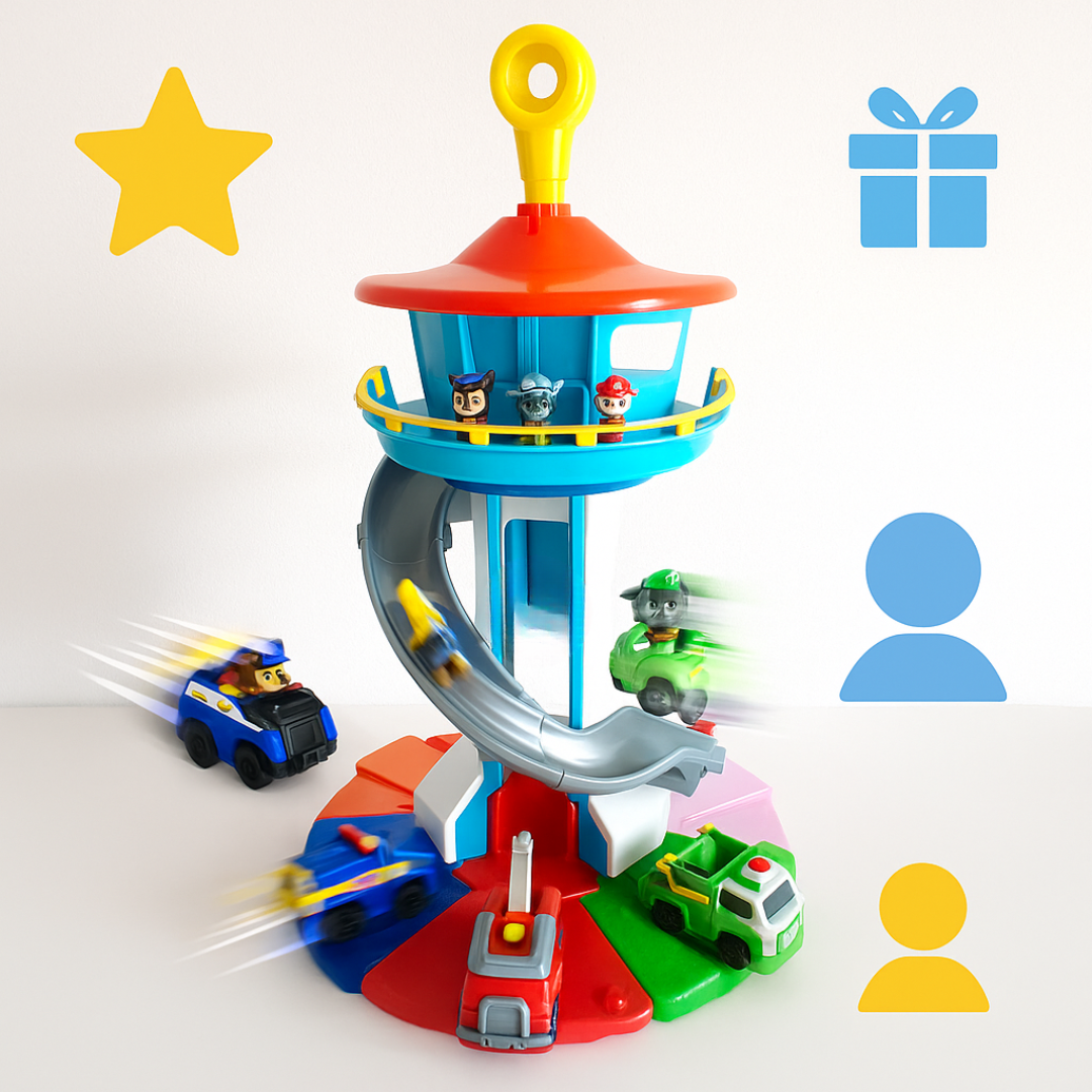 Kinder Autospielset mit Rutsch-Turm