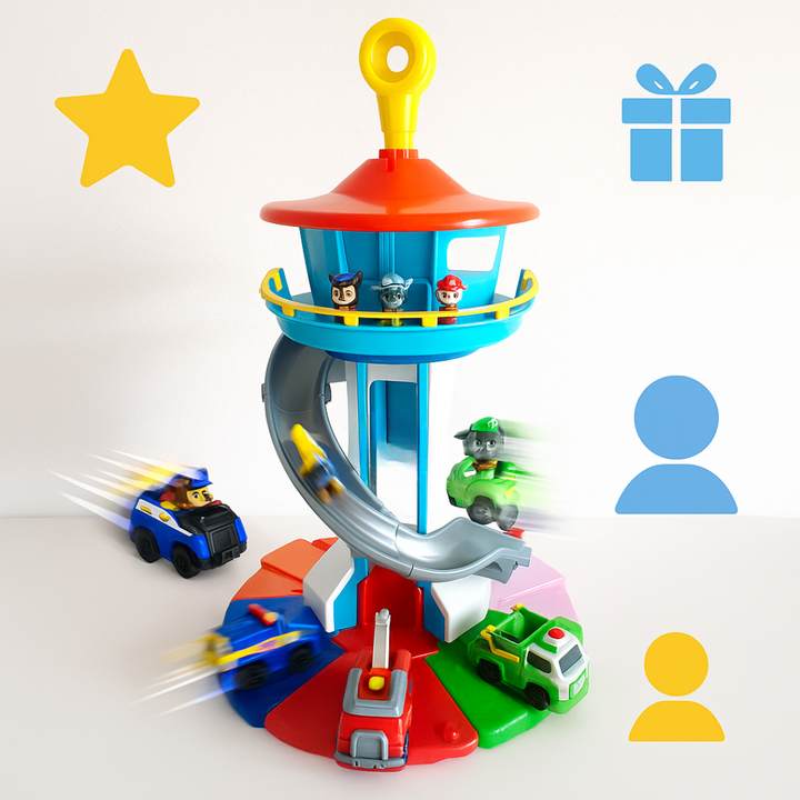 Kinder Autospielset mit Rutsch-Turm
