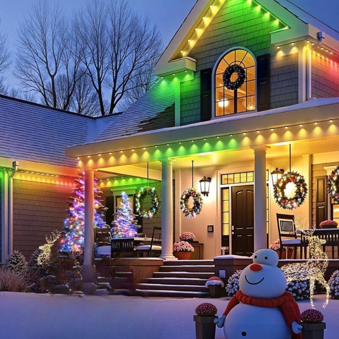 Mehrfarbige Smarte LED Weihnachtslichterkette für Außen