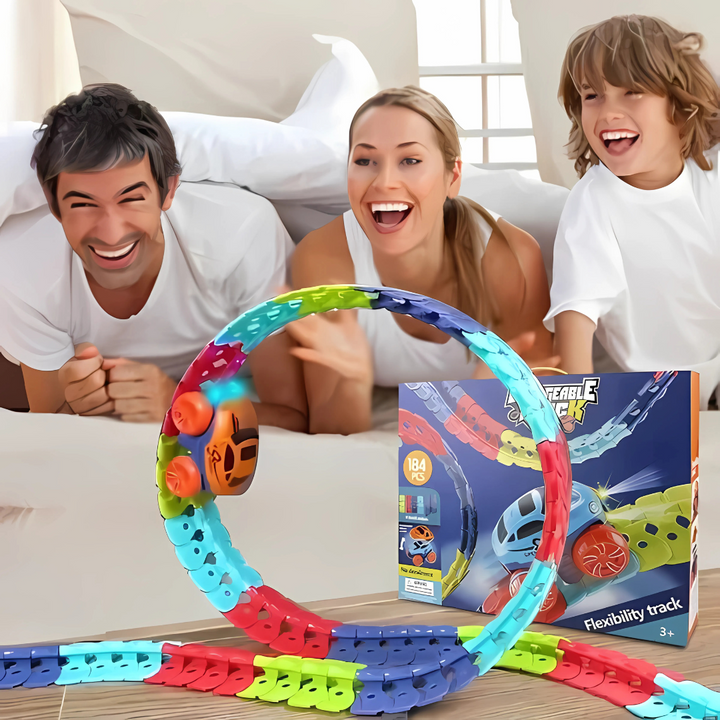 Flexibles Rennstrecken Spielset mit Spielzeugauto für Kinder