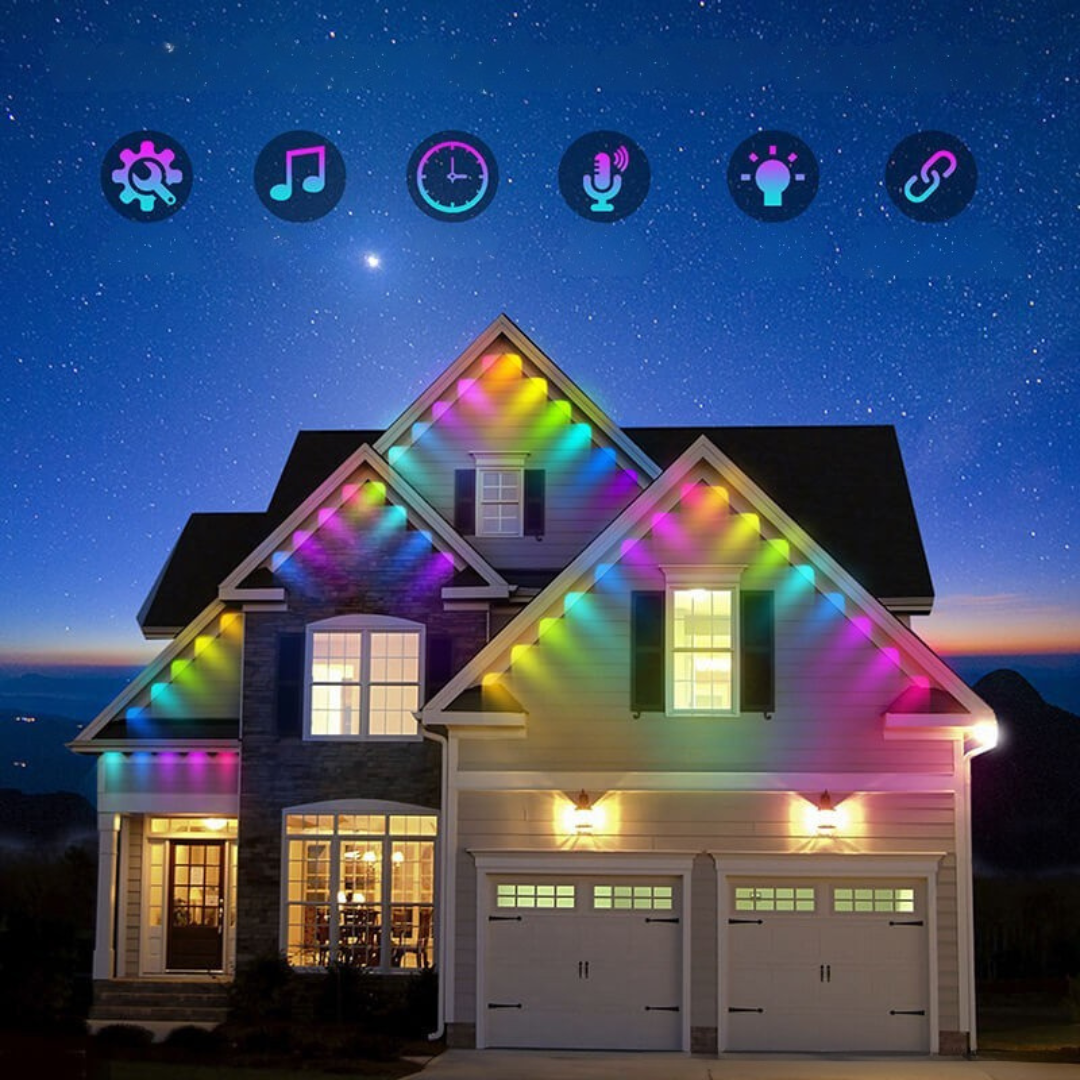 Mehrfarbige Smarte LED Weihnachtslichterkette für Außen