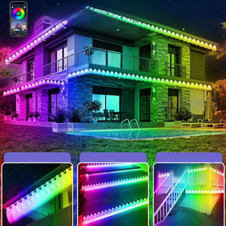 Mehrfarbige Smarte LED Weihnachtslichterkette für Außen