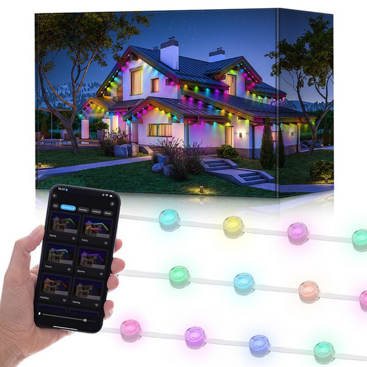 Mehrfarbige Smarte LED Weihnachtslichterkette für Außen