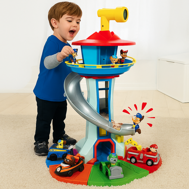 Kinder Autospielset mit Rutsch-Turm
