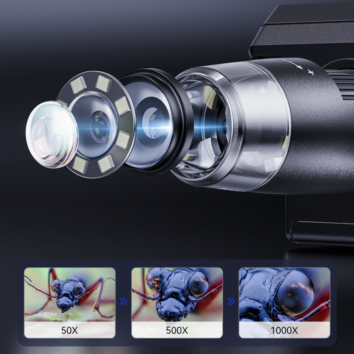 Digitales Mikroskop mit LCD-Bildschirm und einstellbarer Vergrößerung