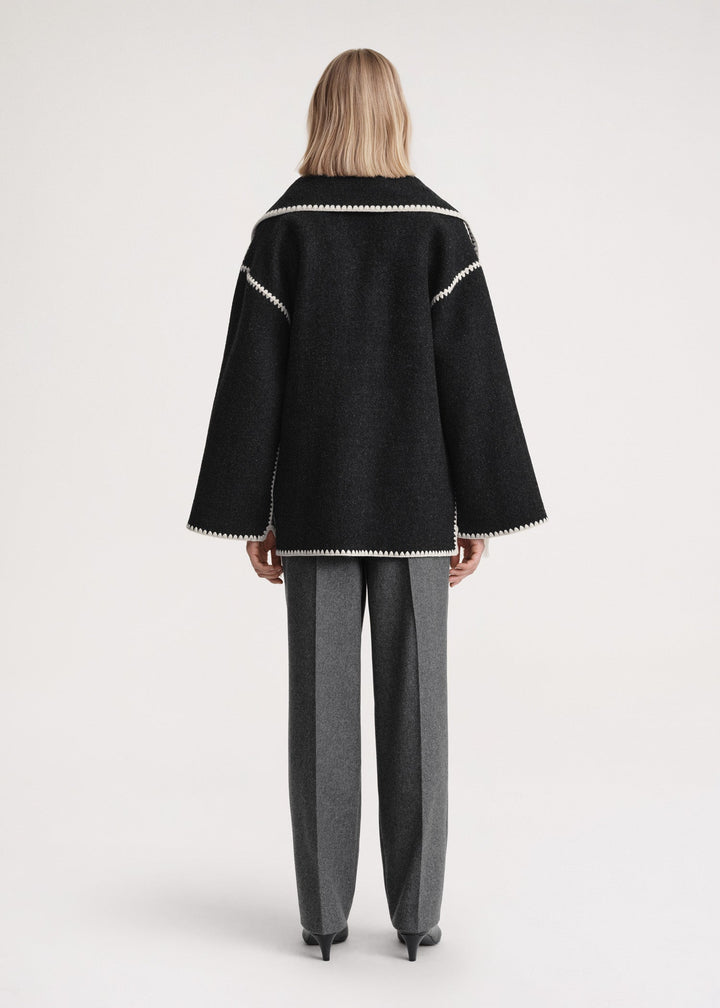 Damen Wickelmantel Mit Integriertem Schal