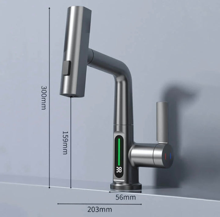 Flexibler Küchen-Wasserhahn mit Display – 360° drehbar & 5 Strahlarten