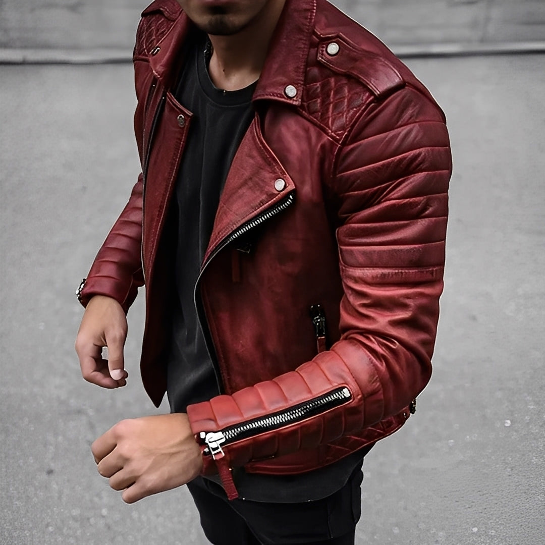 Herren Lederjacke Im Retro Design