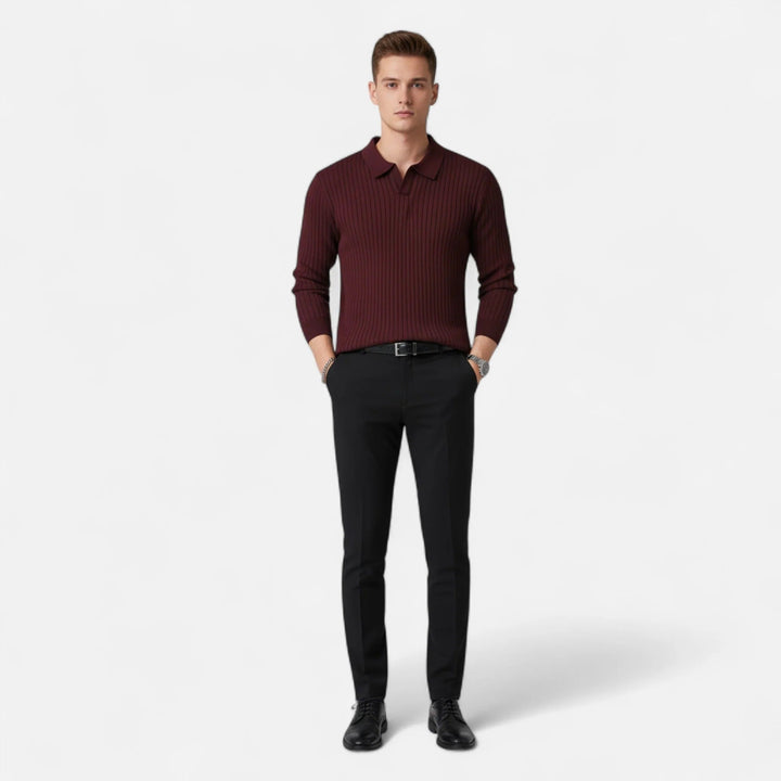 Herren Strickpullover Mit Kragen Und Feinstruktur