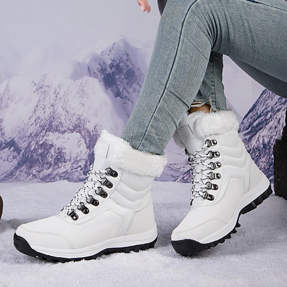 Damen Stiefel Mit Steppdesign Und Schnürung Auf Wadenhöhe