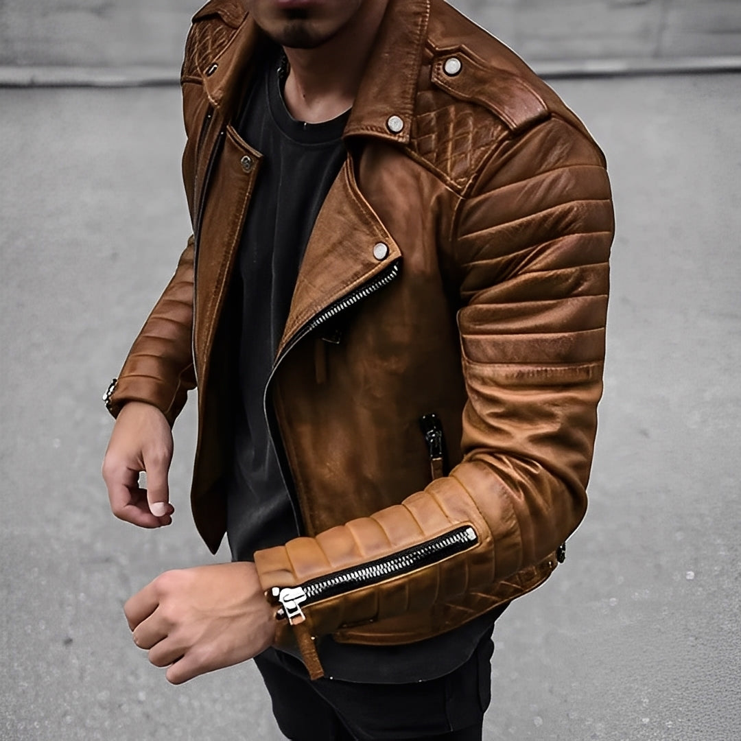 Herren Lederjacke Im Retro Design