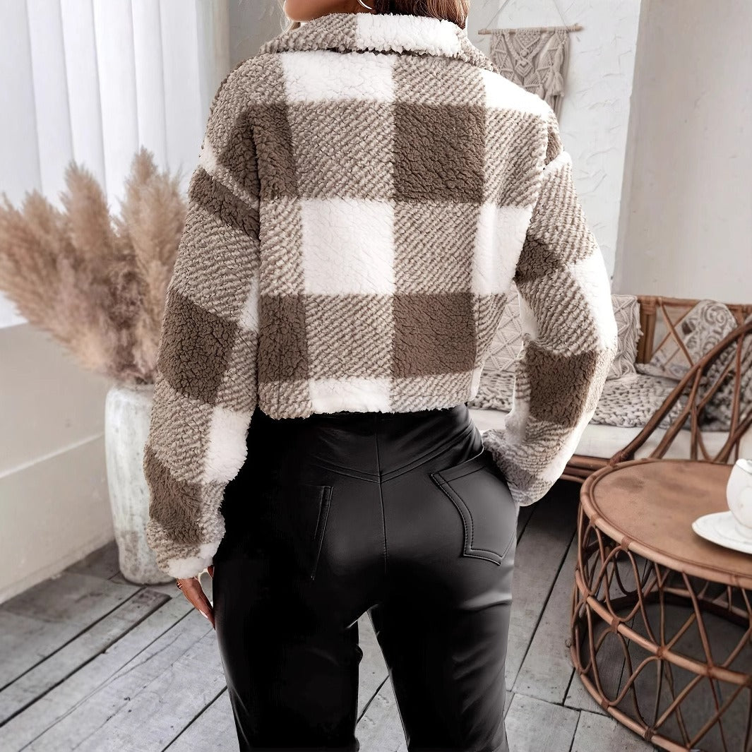 Damen Kurzjacke Mit Boxy Fit Und Sherpa Struktur