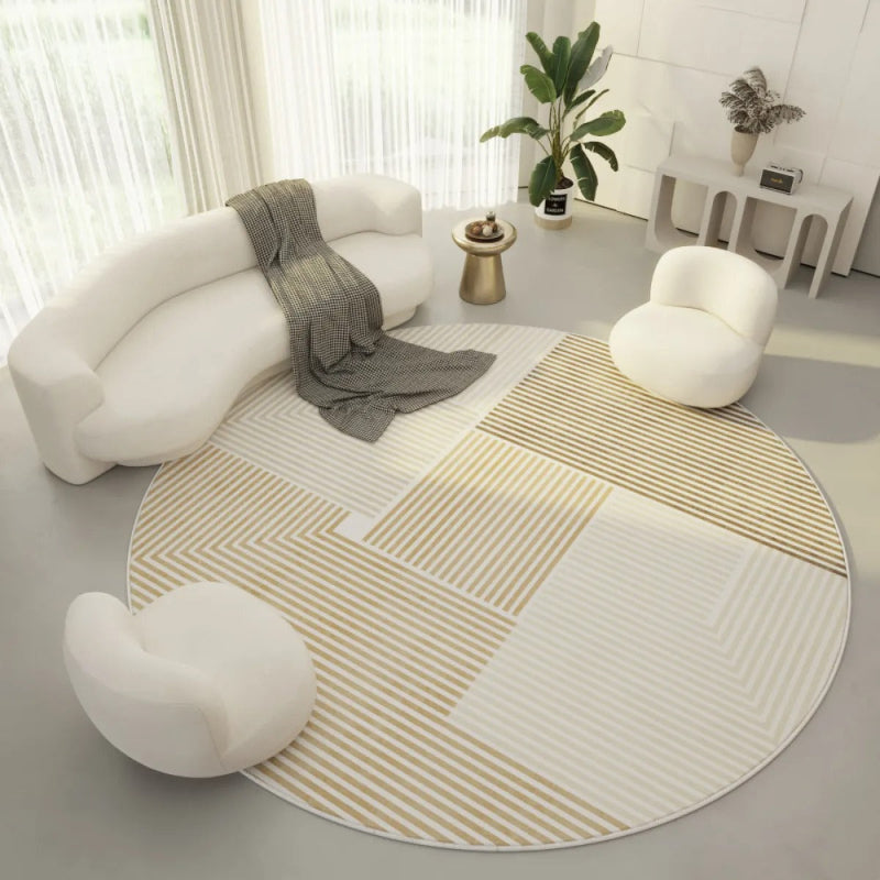 Moderner runder Teppich im schlichten Design für Wohnzimmer und Schlafzimmer
