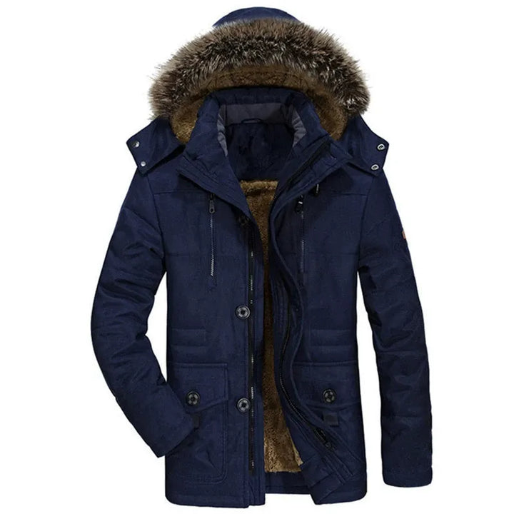 Herren Parka Mit Abnehmbarer Kapuze Und Klassischem Schnitt
