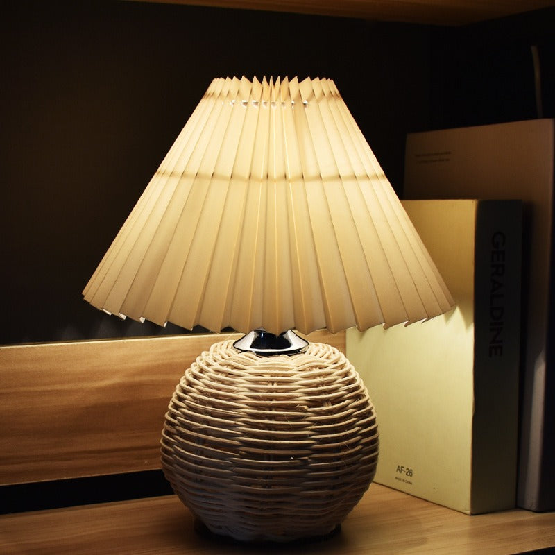 Gefaltete Nachttischlampe mit Leinen Schirm und Projektionsfunktion