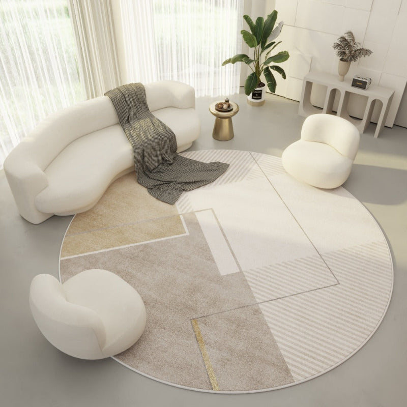Moderner runder Teppich im schlichten Design für Wohnzimmer und Schlafzimmer