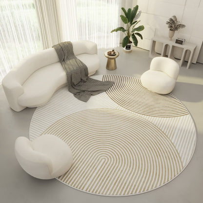 Moderner runder Teppich im schlichten Design für Wohnzimmer und Schlafzimmer