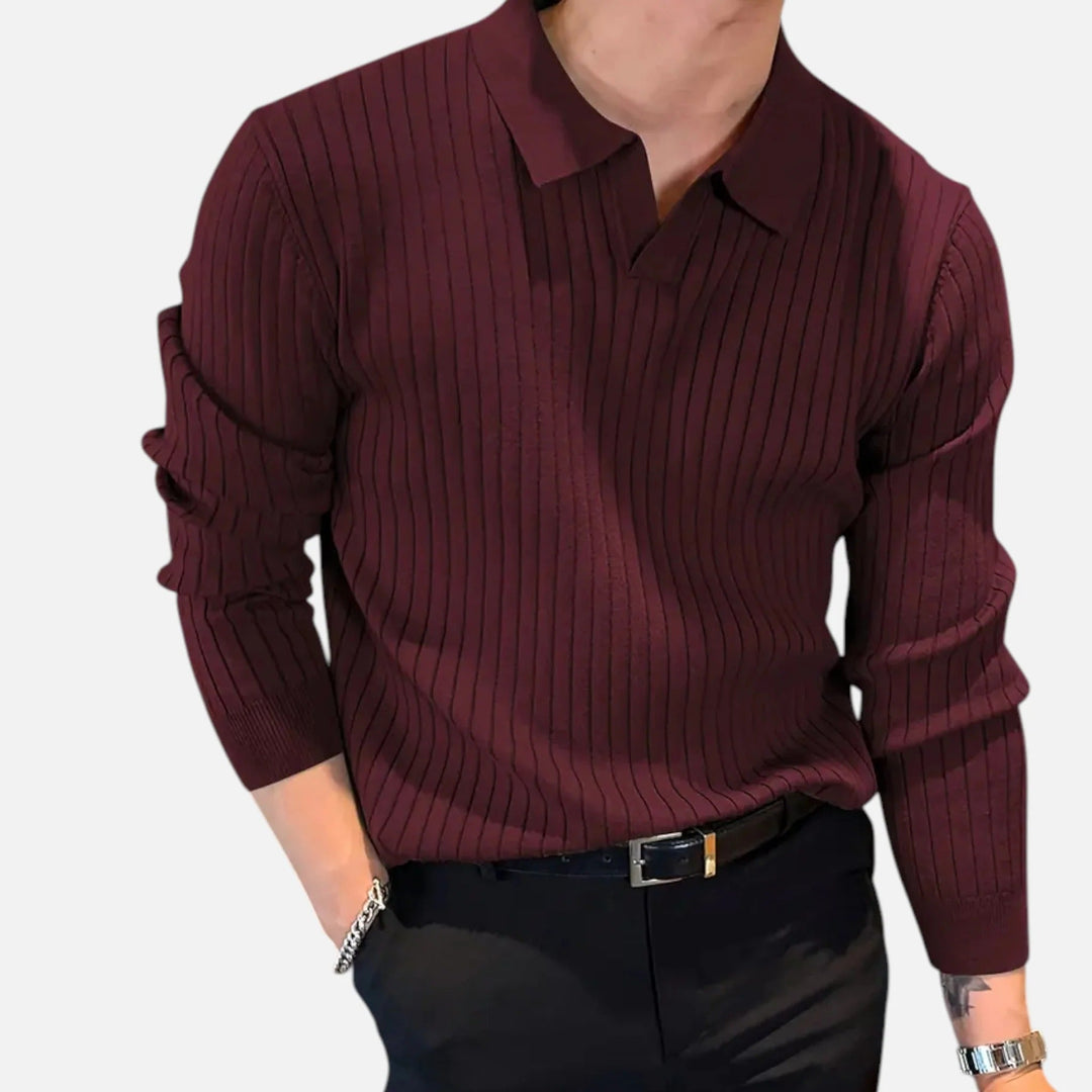 Herren Strickpullover Mit Kragen Und Feinstruktur