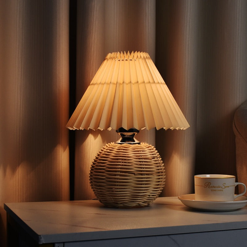 Gefaltete Nachttischlampe mit Leinen Schirm und Projektionsfunktion