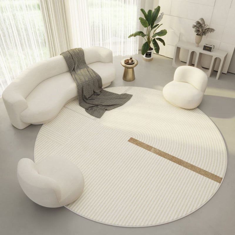 Moderner runder Teppich im schlichten Design für Wohnzimmer und Schlafzimmer