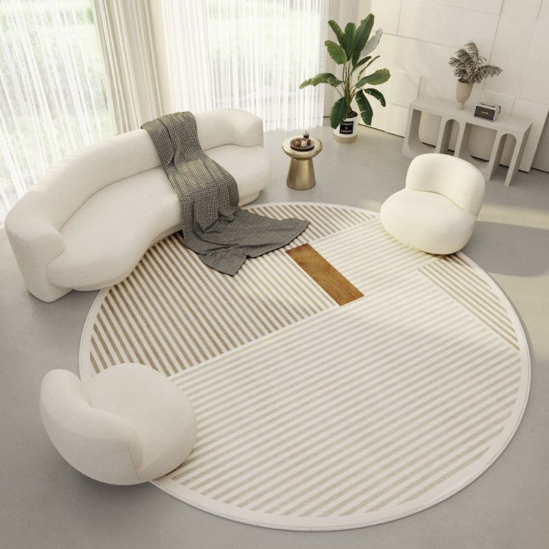 Moderner runder Teppich im schlichten Design für Wohnzimmer und Schlafzimmer