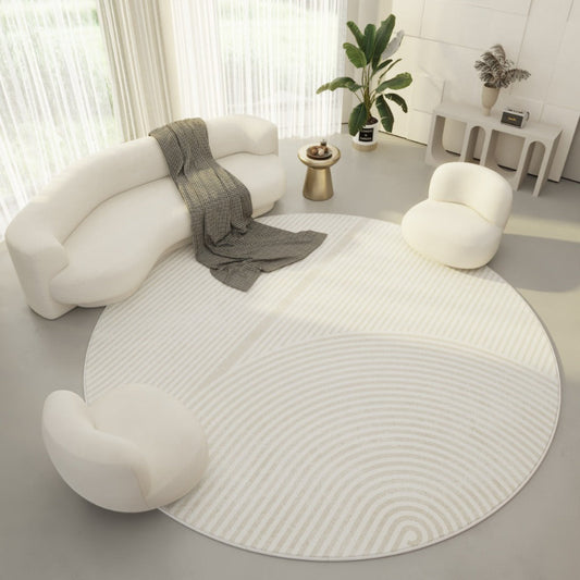 Moderner runder Teppich im schlichten Design für Wohnzimmer und Schlafzimmer