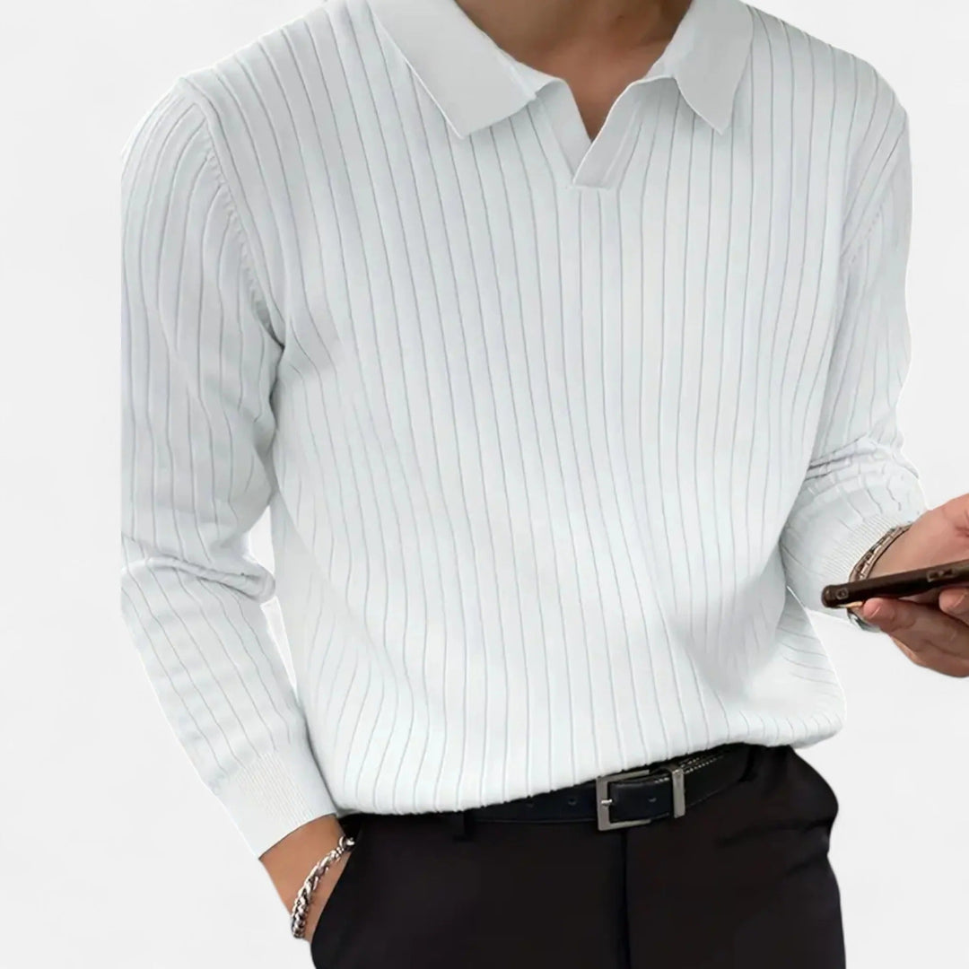 Herren Strickpullover Mit Kragen Und Feinstruktur