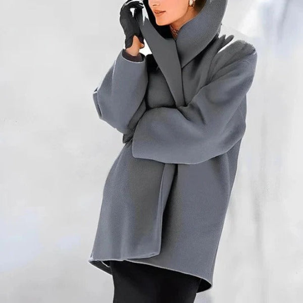 Damen Oversize Mantel Mit weitem Kragen Und Offenem Schnitt