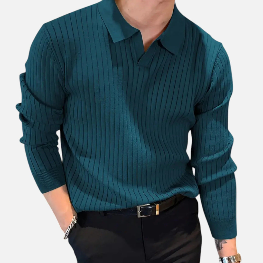 Herren Strickpullover Mit Kragen Und Feinstruktur