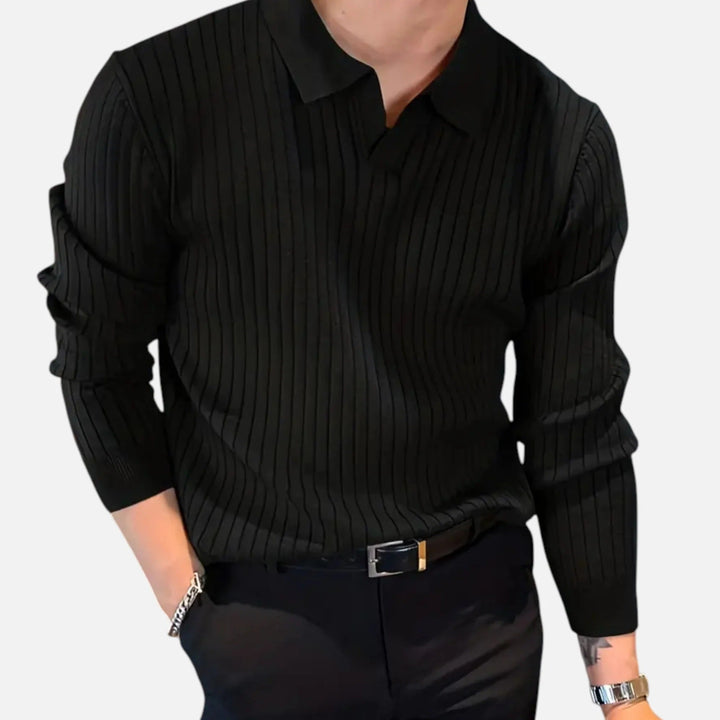 Herren Strickpullover Mit Kragen Und Feinstruktur