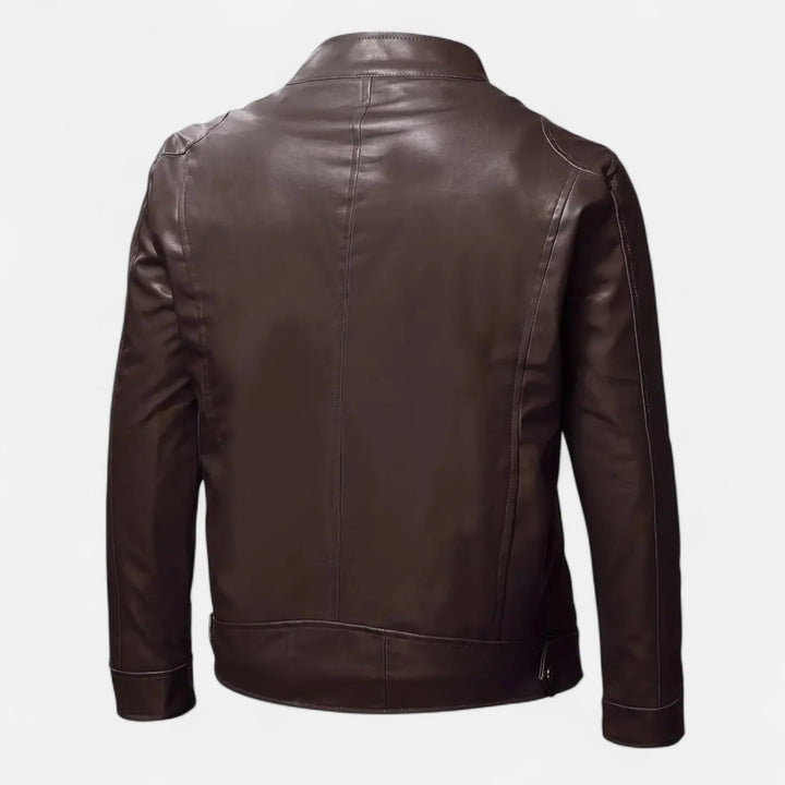 Herren PU Jacke Mit Stehkragen Und Reißverschluss