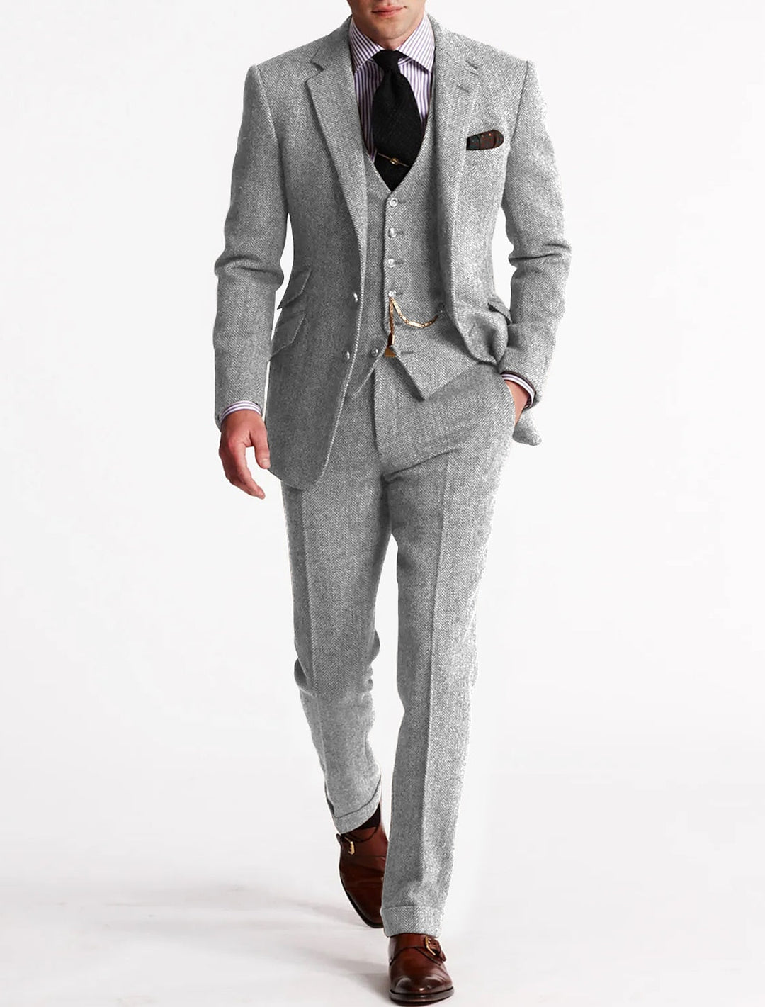 Herren Anzug Dreiteilig Im Vintage Retro Stil