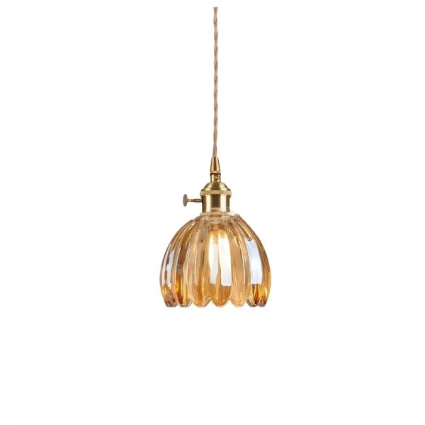 LED Pendelleuchte mit blütenförmigem Glasschirm