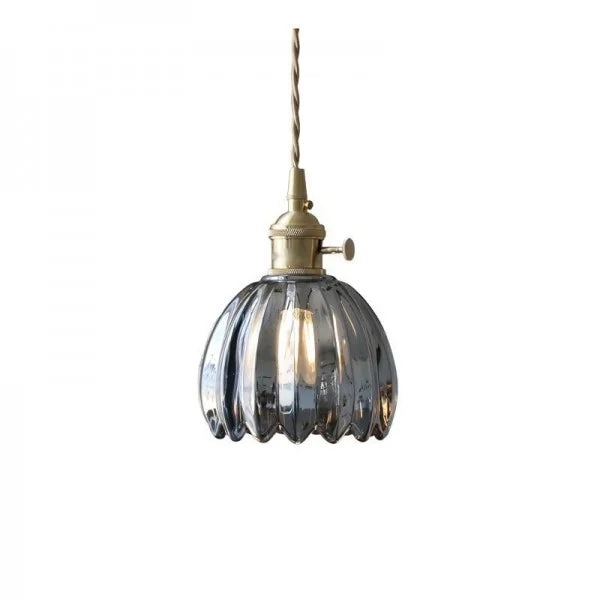 LED Pendelleuchte mit blütenförmigem Glasschirm