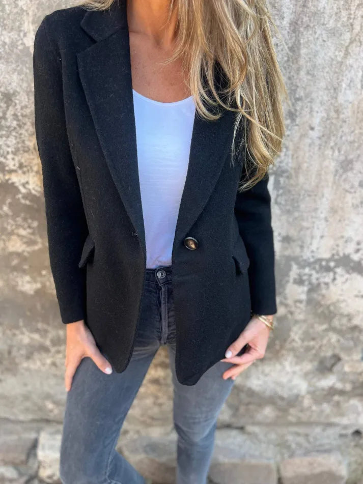 Damen Casual Jacke Mit Reverskragen Und Langarm