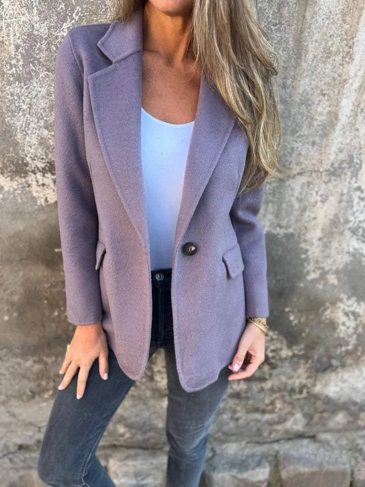 Damen Casual Jacke Mit Reverskragen Und Langarm